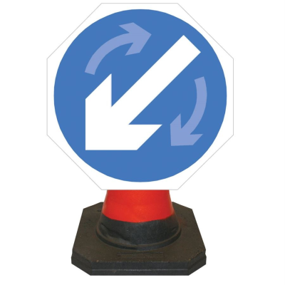 Hangman Circle Sign Plate - Blue Arrow Reversible - 750mm