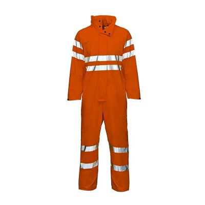 Super-Dri Rail Waterproof Breathable Hi-Vis Orange PU Coverall - S