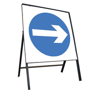 Jazz Square Sign Complete Riveted - Blue Arrow Turn Right 610 - 750mm