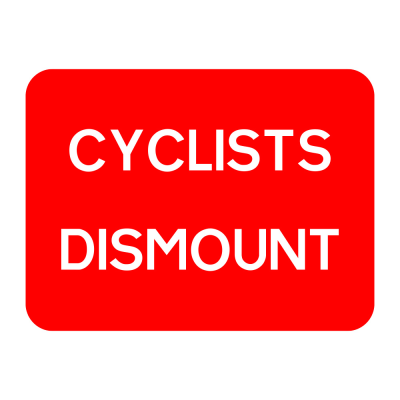 Jazz Sign Plate 300mm Centres - Cyclists Dismount - 600 x 450mm