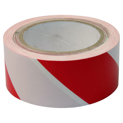 Self-Adhesive Hazard Tape Red and White - 50mm x 33 Metres