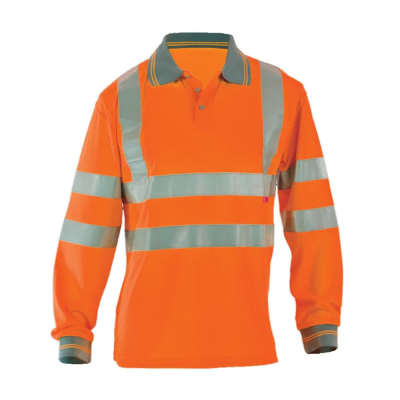 Rail Hi-Vis Long Sleeve Orange Polo Shirt - XS