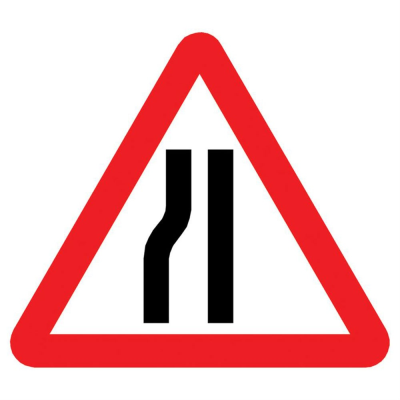 Jazz Triangle Sign Plate - Road Narrows N/Side - 750 x 2mm
