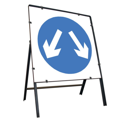 Jazz Square Sign Complete Clipped - Blue Arrow Both Ways - 750mm