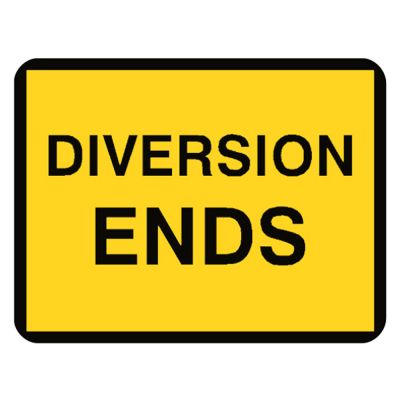Bilingual Jazz Sign Plate 300mm Centres – Diversion Ends - 1050 x 750mm