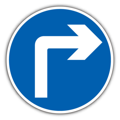 Jazz Circle Sign Plate 300mm Centres - Right Turn Ahead - 750mm