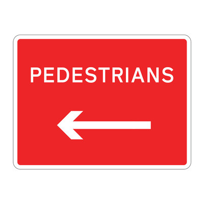 Jazz Sign Plate - Pedestrians Arrow Left - 600 x 450 x 2mm