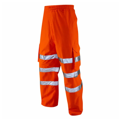 Leo Instow Rail 15K Waterproof Breathable Hi-Vis Orange Cargo Overtrousers - S