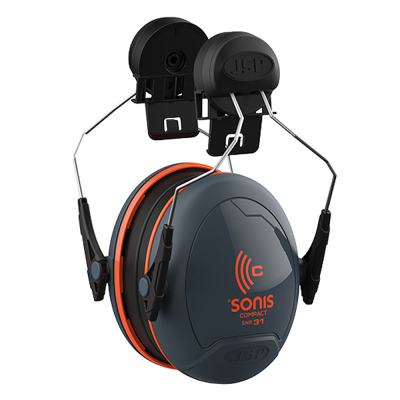 JSP Sonis C Compact Low Profile Helmet Mounted Ear Defenders Dark Grey / Orange - 31dB SNR