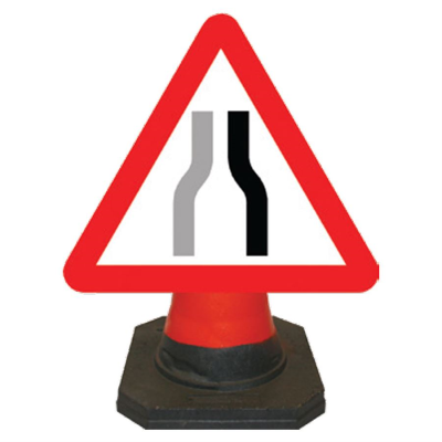 Hangman Triangle Sign Plate - Road Narrows Reversible - 750mm