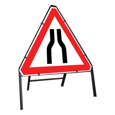 Jazz Triangle Sign Complete Clipped - Road Narrows Both Ways - 750mm