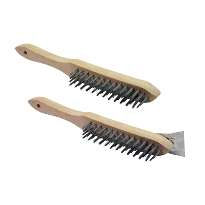 Wire Brush 4 Row with Wooden Handle
