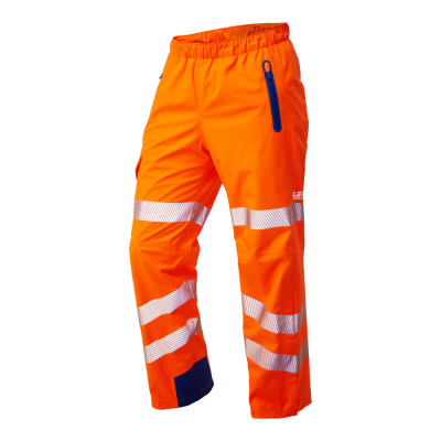 Leo Lundy Rail 20K Waterproof Breathable Hi-Vis Orange Overtrousers - 4XL