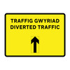 Bilingual Jazz Sign Plate 300mm Centres - Diverted Traffic Arrow Reversible - 1050 x 750mm