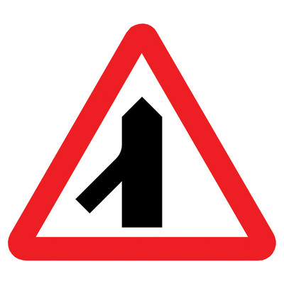 Jazz Triangle Sign Plate 300mm Centres - Traffic Merges From The Left - 750mm