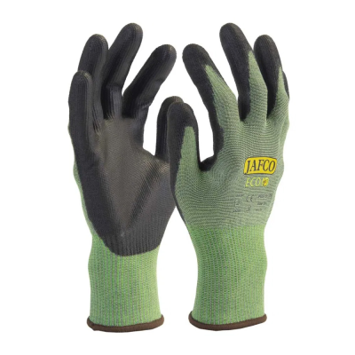 Jafco Eco JFG515 Black PU Palm Recycled Safety Gloves - Cut Level D - Small / Size 7