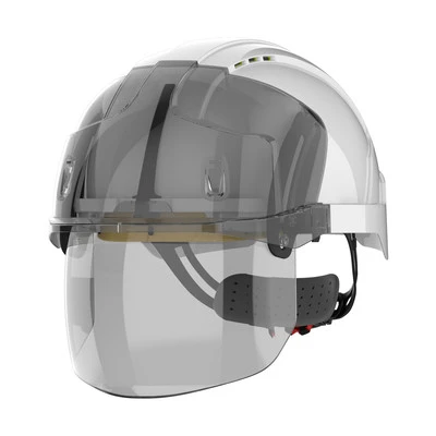 JSP EVO VISTAshield Vented Safety Helmet with Integrated Face Shield - White Helmet / Smoke Shield