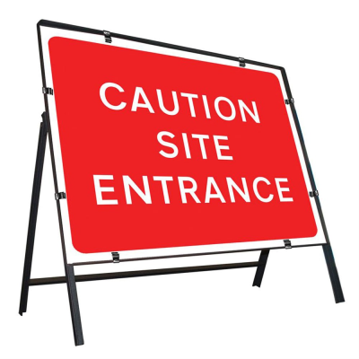 Jazz Sign Complete Clipped - Caution Site Entrance - 1050 x 750mm