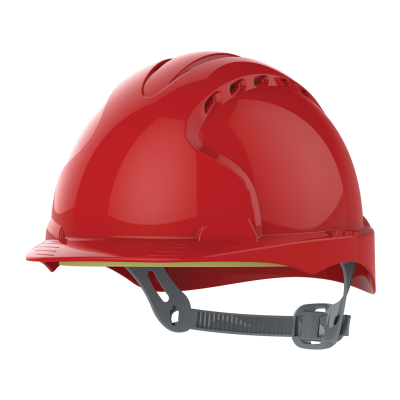 JSP EVO3 Vented Slip Ratchet Safety Helmet - Red