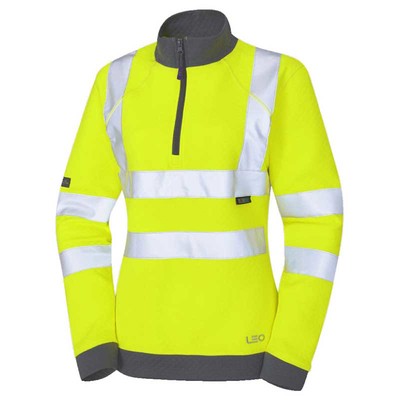 Leo Elberry Women's EcoViz Hi-Vis 1/4 Zipped Sweatshirt - Yellow Medium