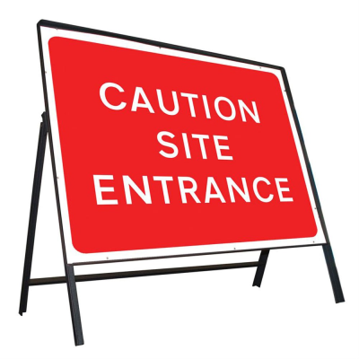 Jazz Sign Complete Riveted - Caution Site Entrance - 1050 x 750mm