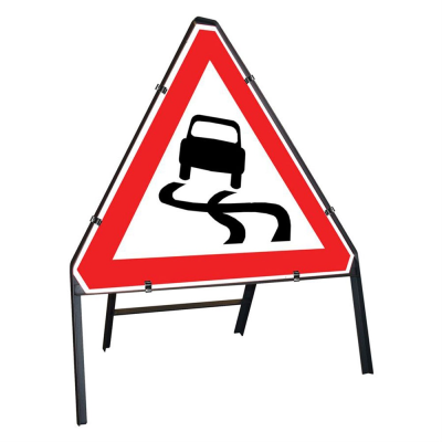 Jazz Triangle Sign Complete Clipped - Slippery Road - 750mm