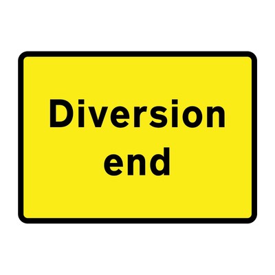 Bilingual Jazz Sign Plate 300mm Centres – Diversion Ends - 1050 x 750mm