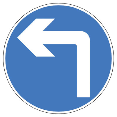 Jazz Circle Sign Plate 300mm Centres - Left Turn Ahead - 750mm