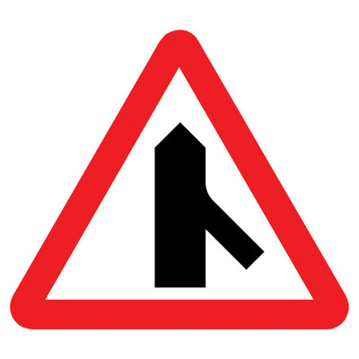 Jazz Triangle Sign Plate 300mm Centres - Traffic Merges From The Right - 750mm