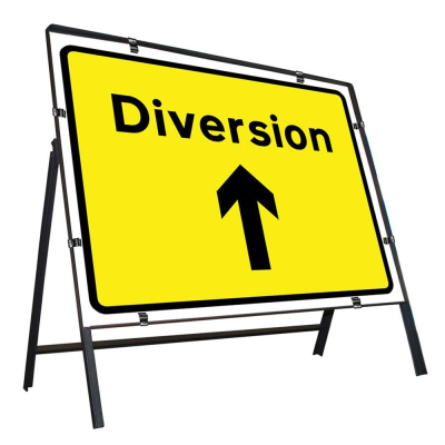 Jazz Sign Complete Clipped - Diversion Arrow Up - 1050 x 750mm