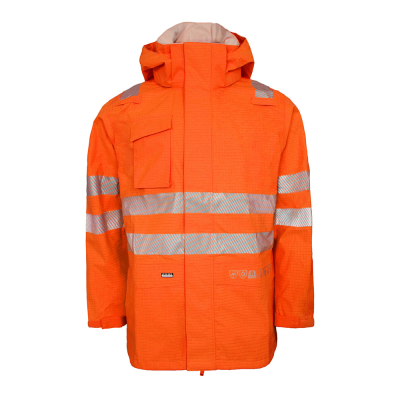 Lyngsoe ARC-LR19055 Rail FR AS Arc Waterproof Breathable Hi-Vis Orange Jacket - S