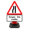 Hangman Triangle Sign Plate - Road Narrows N/Side & Single File Traffic Supp - 750mm