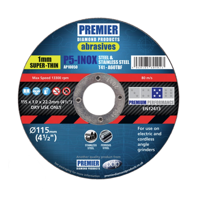 Premier Diamond Metal Cutting Disc 115 x 1.0 x 22.2mm AP1005