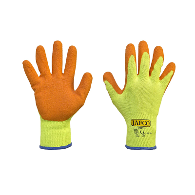 Jafco Fluorescent Yellow Latex Palm Safety Gloves - Medium / Size 8
