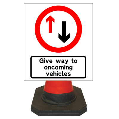 Hangman Square Sign Plate - Give Way To Oncoming Vehicles - 711mm