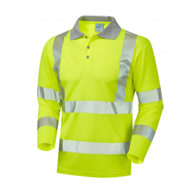 Leo Barricane Hi-Vis Long Sleeved Yellow Polo Shirt - S