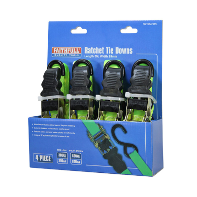 Ratchet Strap Pack of 4 - 600kg - 25mm x 5 Metres