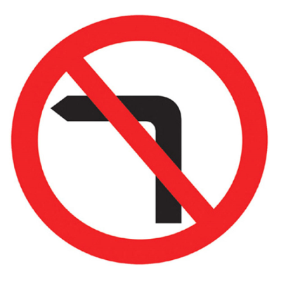 Jazz Circle Sign Plate 300mm Centres - No Left Turn - 750mm